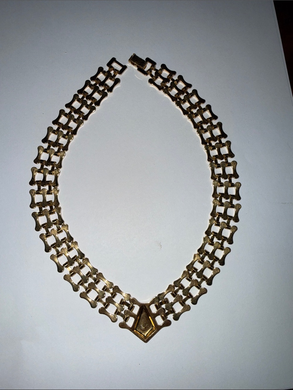 Triple-Row Gold Chain Collar Necklace